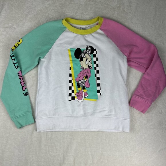 Disney X Vans Off The Wall Minnie Mouse Sweater Pullover Retro Womens Large - Picture 1 of 11